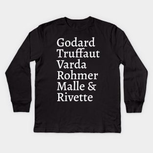 Godard Truffaut Varda Rohmer Malle Rivette - French New Wave Cinema Legends Kids Long Sleeve T-Shirt